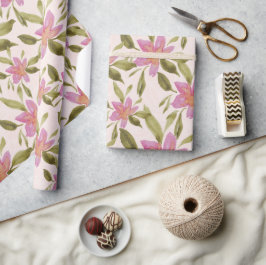 Elegant Boho Blommig Akvarell Handmålad Presentpapper