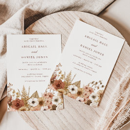 Elegant Boho Blommig Bröllop Inbjudningar