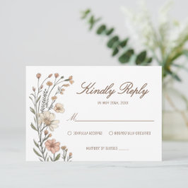Elegant Boho Blommig Bröllops-Svarskort OSA Kort