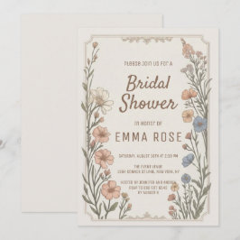 Elegant Boho Blommig Bröllopsdusch Inbjudan