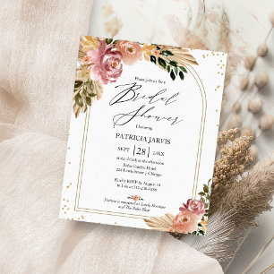 Elegant Boho Blommig Bröllopsfestinladning på Budg Flygblad