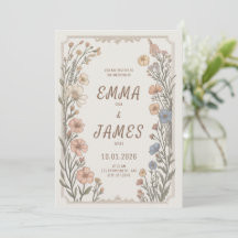 Elegant Boho Blommig Bröllopsinbjudan