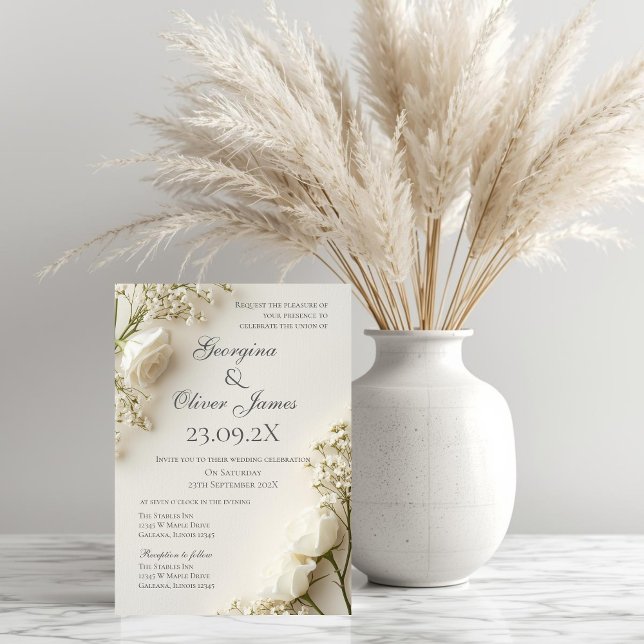 Elegant Boho Blommig Bröllopsinbjudan Inbjudningar (Skapare uppladdad)