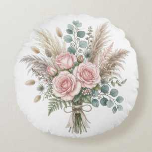 Elegant Boho Blommig Bukett Rosenskär kudde