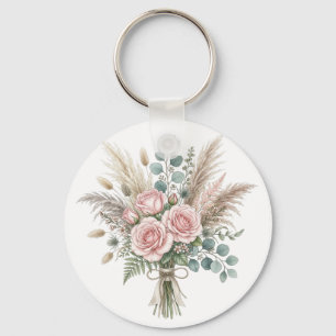 Elegant Boho Blommig Bukett Rosenskär kudde Nyckelring