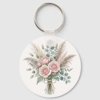 Elegant Boho Blommig Bukett Rosenskär kudde Nyckelring
