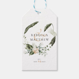 Elegant Boho Blommig Grönska Bröllop Presentetikett