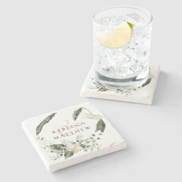 Elegant Boho Blommig Grönska Bröllop Stenunderlägg