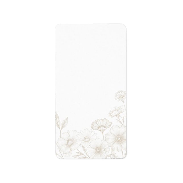 Elegant Boho Blommig Linje Konst Ram Bakgrund Adressetikett (Framsidan)