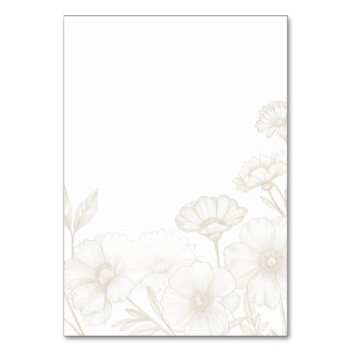 Elegant Boho Blommig Linje Konst Ram Bakgrund Bordsnummer