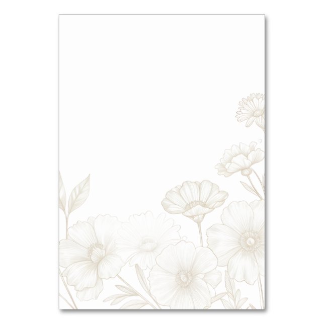 Elegant Boho Blommig Linje Konst Ram Bakgrund Bordsnummer (Framsidan)