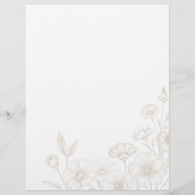 Elegant Boho Blommig Linje Konst Ram Bakgrund Brevhuvud (Framsida)