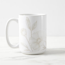 Elegant Boho Blommig Linje Konst Ram Bakgrund Kaffemugg