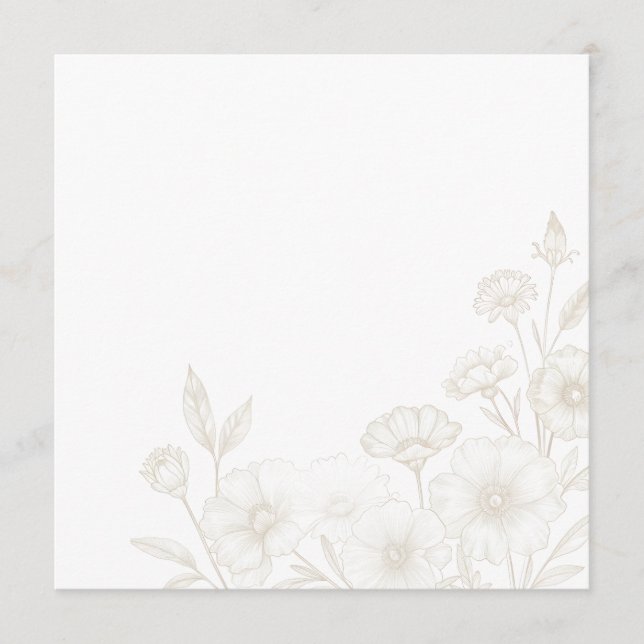 Elegant Boho Blommig Linje Konst Ram Bakgrund Meny (Framsida)