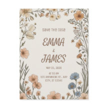 Elegant Boho Blommig Spara Datum-kort