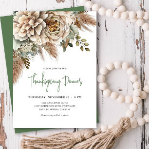 Elegant Boho Blommig Thanksgiving Middag Inbjudningar