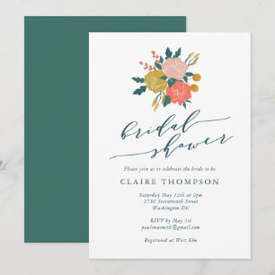 Elegant Boho Blommigt Art Enkel Möhippa Inbjudningar