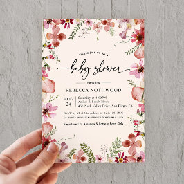 Elegant Boho Blommigt Baby Shower Inbjudningar