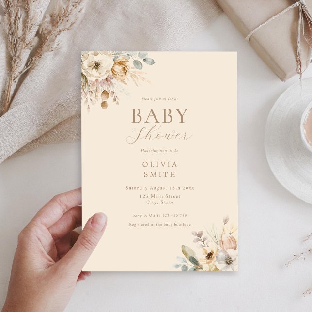 Elegant Boho Blommigt Baby Shower Inbjudningar (Skapare uppladdad)