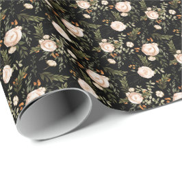 Elegant Boho Blommigt Black Terracotta Presentpapper