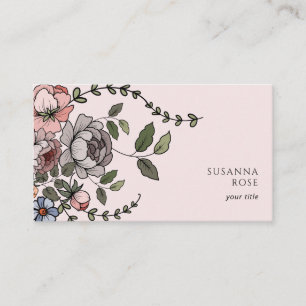 Elegant Boho Blommigt Botanisk Professionell Visitkort
