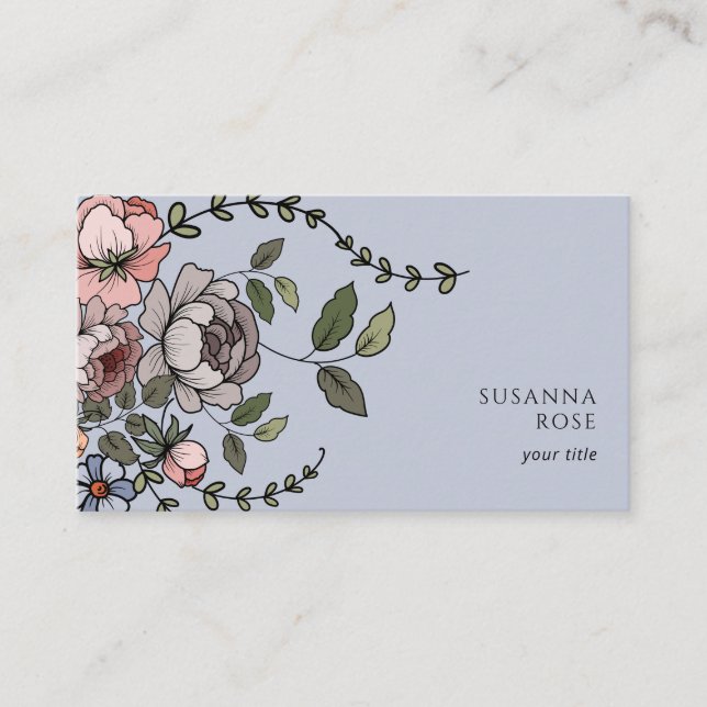 Elegant Boho Blommigt Botanisk Professionell Visitkort (Framsida)