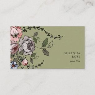 Elegant Boho Blommigt Botanisk Professionell Visitkort