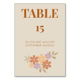 Elegant Boho Blommigt Bröllop BORDSNUMREN Bordsnummer