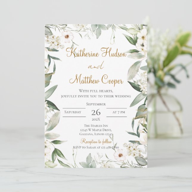 Elegant Boho Blommigt Bröllop Inbjudningar (Stående Fram)