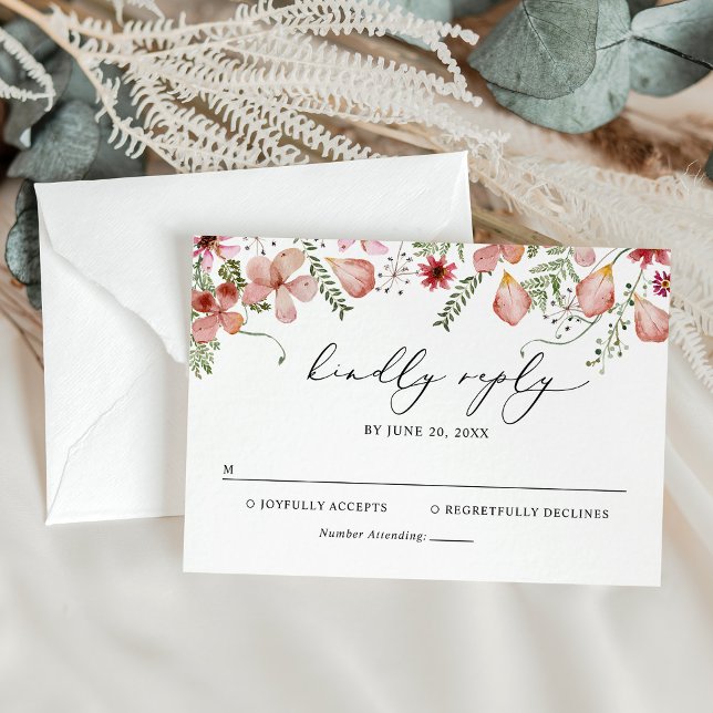Elegant Boho Blommigt Bröllop OSA Card Kort (Skapare uppladdad)