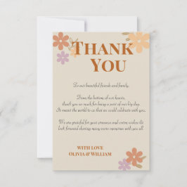 Elegant Boho Blommigt Bröllop tackkort Tack Kort