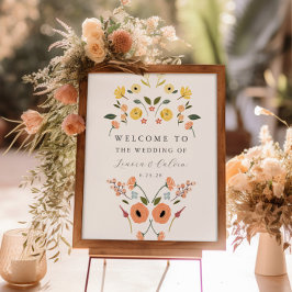 Elegant Boho Blommigt Bröllop Välkomsttecken Poster