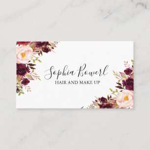 Elegant Boho Blommigt Burgundy Peony Visitkort