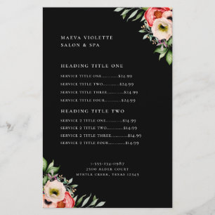 Elegant Boho Blommigt Business Service/Pricing Flygblad
