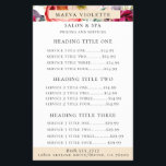 Elegant Boho Blommigt Business Service/Prissättnin Flygblad<br><div class="desc">Elegant vattenfärgsblommor,  fjädrar och blad mönster i chic med skugga av lila,  burgundi,  persika,  rosa,  daghem och grönt,  företagstjänster och prissättning. Du kan anpassa texten färg och teckensnittet stil.</div>