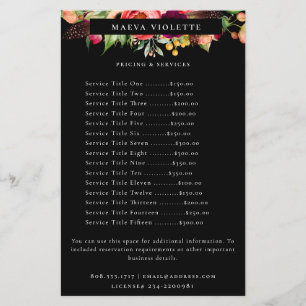 Elegant Boho Blommigt Business Service/Prissättnin Flygblad