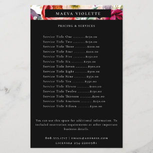 Elegant Boho Blommigt Business Service/Prissättnin Flygblad