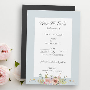 Elegant Boho Blommigt Calligraphy Save the Date Magnetisk Inbjudningskort
