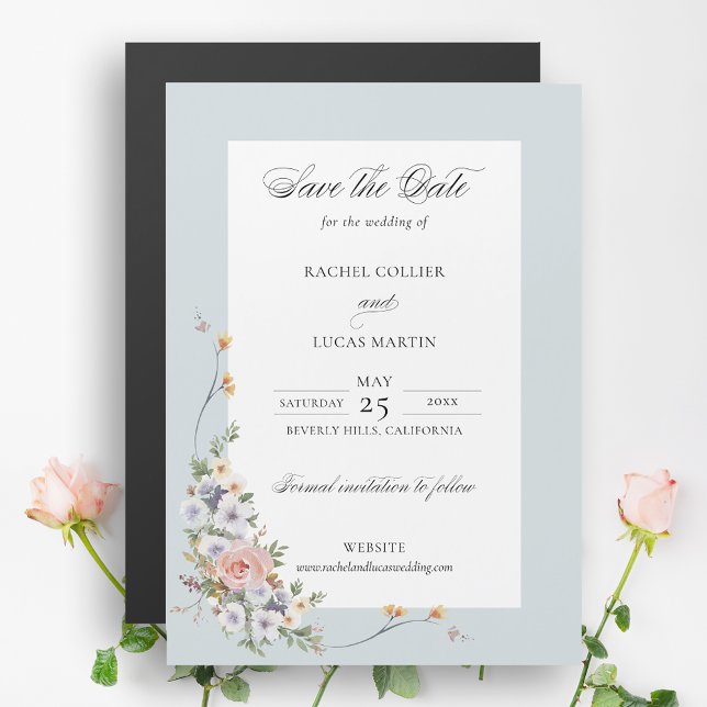 Elegant Boho Blommigt Calligraphy Save the Date Magnetisk Inbjudningskort (Skapare uppladdad)