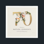 Elegant Boho Blommigt Gold Foil 70th Birthday Pappersservett<br><div class="desc">Elegant Boho Blommigt Gold Foil 70th Birthday Napkins. Bygg upp en boho-vibe med den här blommigtens födelsedagsfest för milstolpe. Enkla, moderna accenter uppfyller vissa detaljer och skapar en snyggt och en oförglömlig design för firande. Den mjuka blommigten inslag och rena, contemporary-beröring ger en perfekt blandning av elegans och charm. Idealisk...</div>