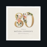 Elegant Boho Blommigt Gold Foil 80th Birthday Pappersservett<br><div class="desc">Elegant Boho Blommigt Gold Foil 80th Birthday Napkins. Bygg upp en boho-vibe med den här blommigtens födelsedagsfest för milstolpe. Enkla, moderna accenter uppfyller vissa detaljer och skapar en snyggt och en oförglömlig design för firande. Den mjuka blommigten inslag och rena, contemporary-beröring ger en perfekt blandning av elegans och charm. Idealisk...</div>