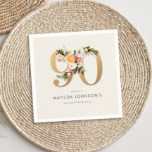 Elegant Boho Blommigt Gold Foil 90:e Birthday