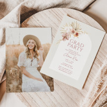 Elegant Boho Blommigt Grad Party-inbjudan