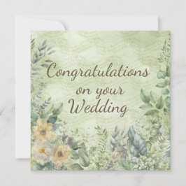 Elegant Boho Blommigt Greenery Bröllop Card