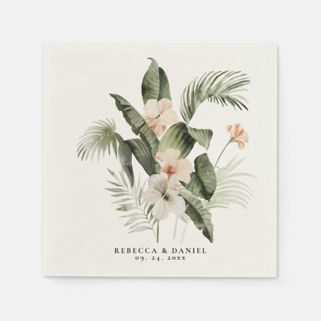 Elegant Boho Blommigt Greenery Pappersservett (Framsidan)