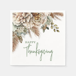 Elegant Boho Blommigt Happy thanksgiving Pappersservett