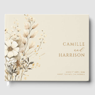 Elegant Boho Blommigt Monogram Bröllop Gästböcker