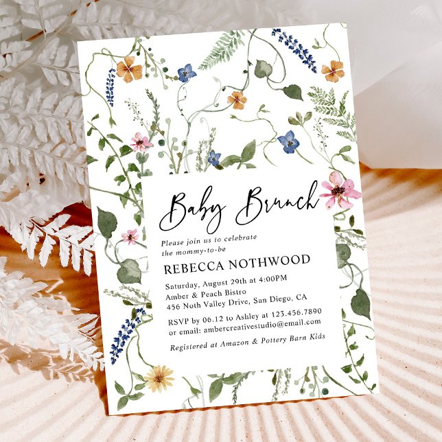 Elegant Boho Blommigt Neutralt Baby Brunch Shower Inbjudningar (Skapare uppladdad)