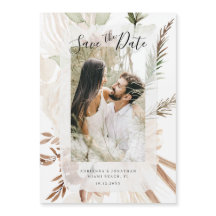 Elegant Boho Blommigt Pampas Photo Save Date