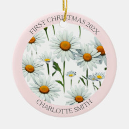 Elegant Boho Blommigt  Rosa Första jul Julgransprydnad Keramik